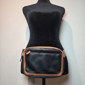 Leather Two-Tone Black and Brown Waist Bag